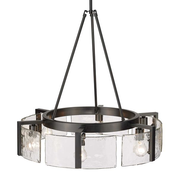 Aenon Matte Black with Hammered Water Glass Six-Light Chandelier, image 5